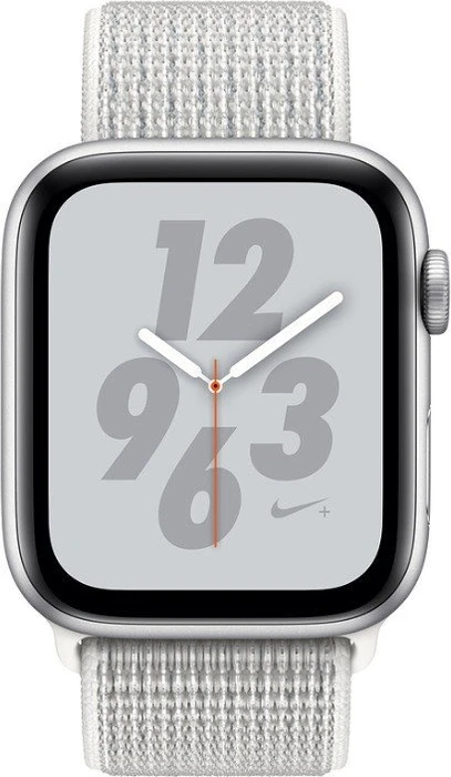 Apple Watch Nike+ Series 4 (GPS + Cellular) Aluminium 44mm silber mit Sport Loop weiß