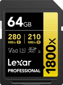 Lexar Professional 1800x Gold Series R280/W210 64GB, UHS-II U3, Class 10