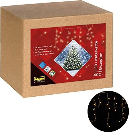 Idena Eiszapfen Lichterkette LED 400x warmweiß