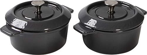 Woll Iron Guss-Mini-Kasserolle mit Deckel 10cm grau, 2 Stück