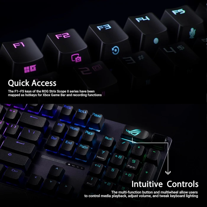 ASUS ROG Strix Scope II, PBT, LEDs RGB, ROG NX SNOW, USB, US