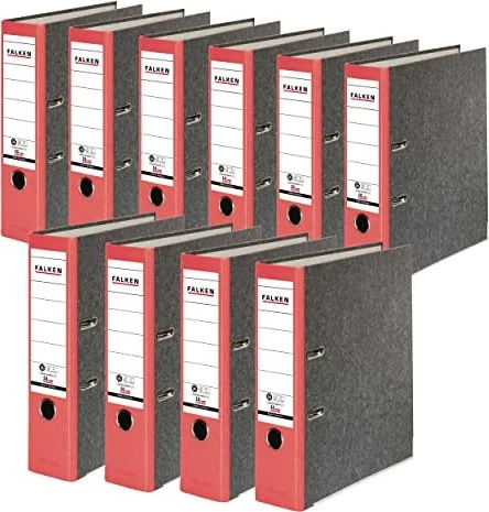 Falken Wolkenmarmor Ordner 2-Ring Recycling, 80mm, A4, rot, 10er-Pack