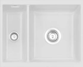 systemceram Mera 60 U/g Unterbau Becken rechts mit Ablauffernbedienung satin