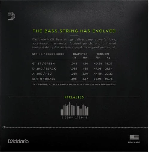 D'Addario NYXL Bass Light Top / Medium Bottom, Long Scale
