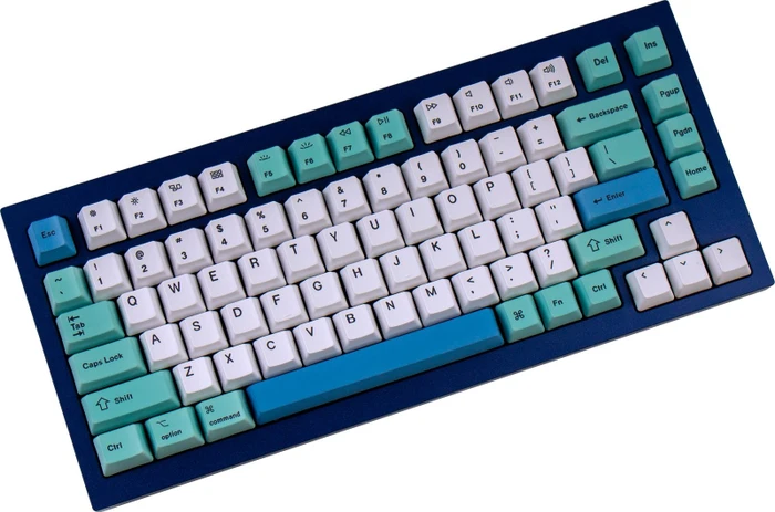 Keychron Q1/Q2/K2 OEM Dye-Sub Keycap-Set Iceberg, Kunststoff (PBT), Iceberg, blau/türkis/weiß, 97 Tasten (83+14), ANSI-US