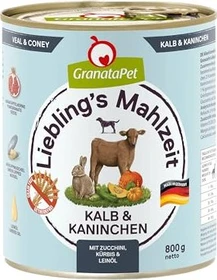 GranataPet Liebling's Mahlzeit Kalb & Wildkaninchen, 4.80kg (6x 800g)
