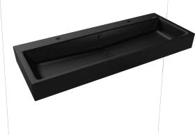 Kaldewei Puro Wand-Doppelwaschtisch 120x46cm mit Überlauf, 2x1 Hahnlochbohrung, Perl-Effekt, schwarz matt 100
