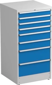 Treston Serie 70 Schubladenschrank, 8 Schubladen, lichtgrau/blau, Container