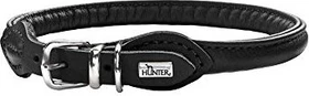 Hunter Round & Soft Hundehalsband, Leder, Nappa, rundgenähht, weich, 35 (XS-S), schwarz