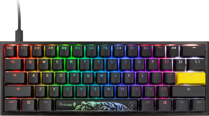 Ducky One 2 Pro Mini, PBT, schwarz, LEDs RGB, MX SILENT RGB RED, USB, US
