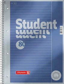 Brunnen Student Premium Collegeblock, A4, Lineatur 25, blau metallic, 80 Blatt, 5er-Pack
