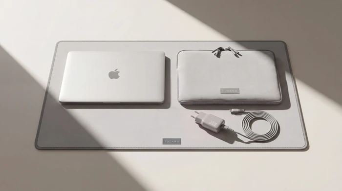 Tucano One Desk Pad für MacBook Neo, 550x350mm, Silber grau