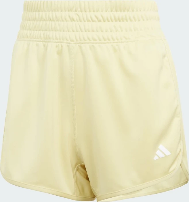 adidas Pacer Essentials Knit High-Rise Shorts powder yellow/white (Damen)
