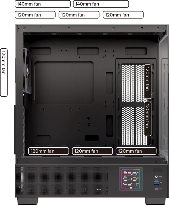 Einarex Prisma S501D RGB White, weiß, Glasfenster