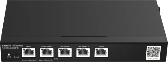 Ruijie Reyee EG300 RG-EG305GH-P-E Desktop Gigabit Smart Router, 5x RJ-45, 110W PoE+