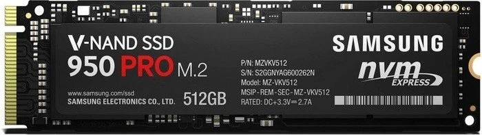 Samsung SSD 950 PRO 512GB, 512B, M.2 2280 / M-Key / PCIe 3.0 x4