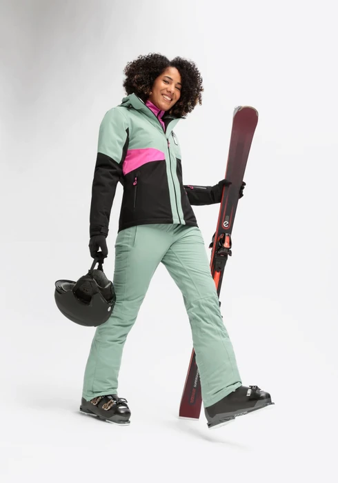 Maier Sports Vidra Skijacke black/luscious moss/pink flame (Damen)
