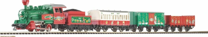 Piko - Spur H0 Start-Set - Start-Set mit Bettung Weihnachtszug Dampflok mit Tender
