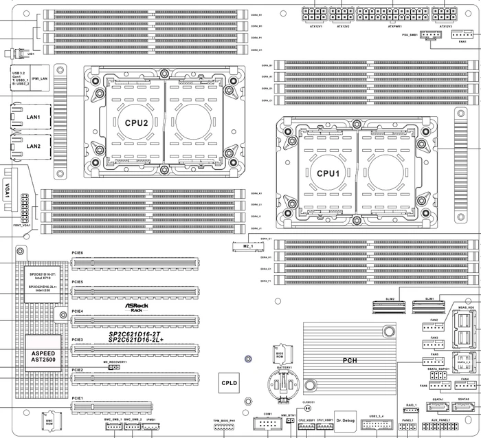 ASRock Rack SP2C621D16-2T (Intel 4189-4)