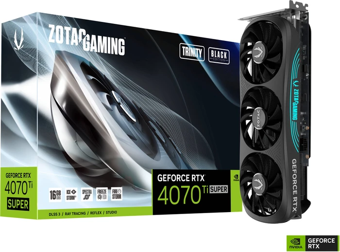 Zotac Gaming GeForce RTX 4070 Ti SUPER Trinity Black Edition, 16GB GDDR6X, HDMI, 3x DP