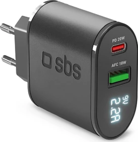 SBS Mobile 20W-Ladegerät Power Delivery-Ladung und LCD-Bildschirm schwarz
