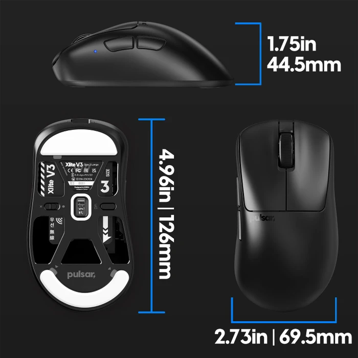 Pulsar Gaming Gears Xlite v3 Large Wireless schwarz, USB