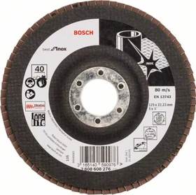 Bosch Professional X581 Best for Inox Fächerschleifscheibe gerade K40, 125x22.23mm, 1 Stück