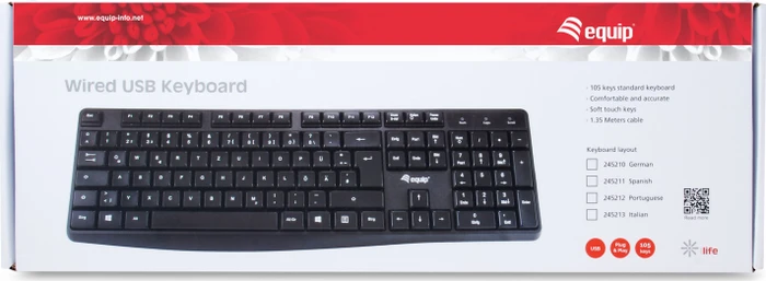 Equip Kabelgebundene USB Tastatur, schwarz, USB, ES