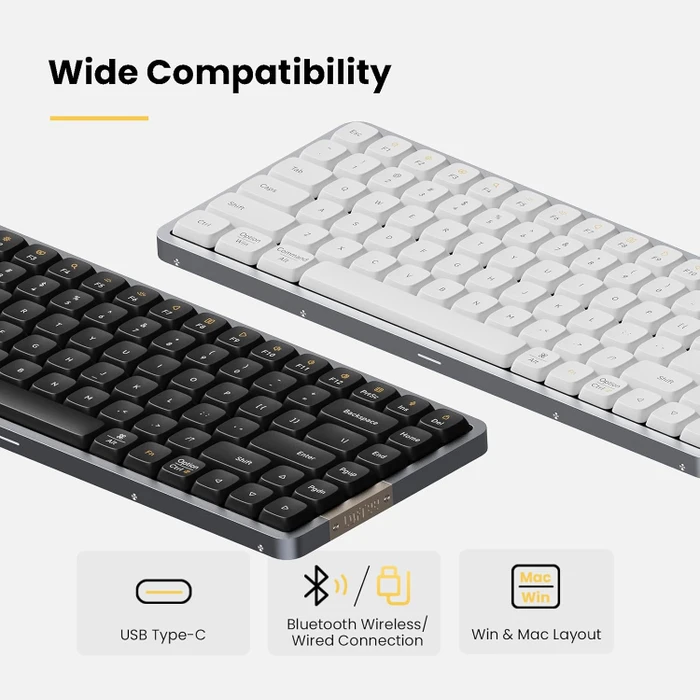 Lofree Flow84, Silver, LEDs weiß, Kailh LOW PROFILE Ghost, USB/Bluetooth, US