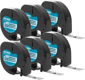 Dymo LetraTag Beschriftungsband, 12mm, schwarz/transparent