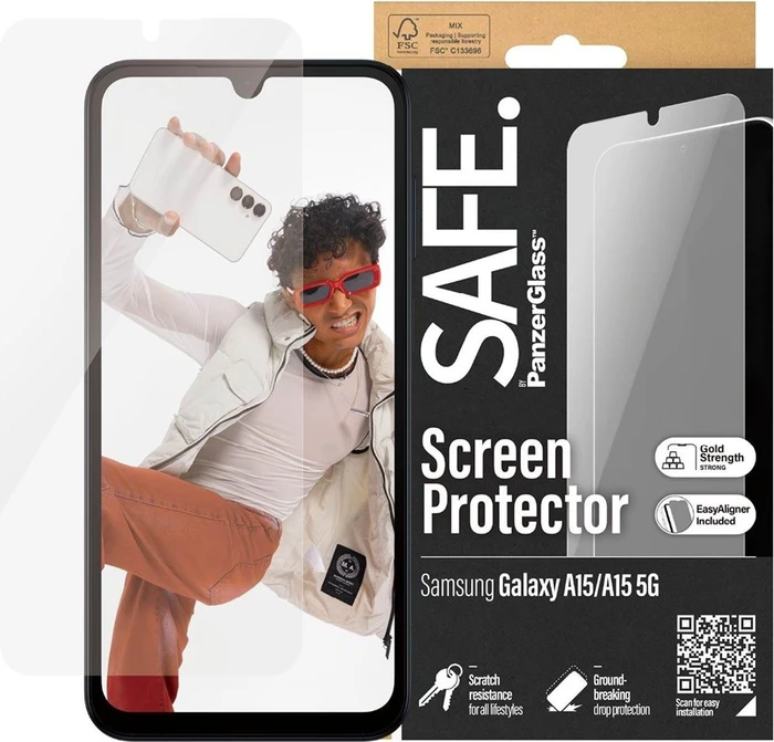 PanzerGlass Safe Screen Protector Ultra-Wide Fit with EasyAligner für Samsung Galaxy A15/A15 5G