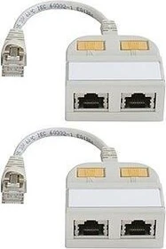Telegärtner T-Adapter S Cat.5e, geschirmt, 1x RJ-45-Stecker auf 2x RJ-45-Buchse (J00029A0009)