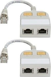 Telegärtner T-Adapter S Cat.5e, geschirmt, 1x RJ-45-Stecker auf 2x RJ-45-Buchse