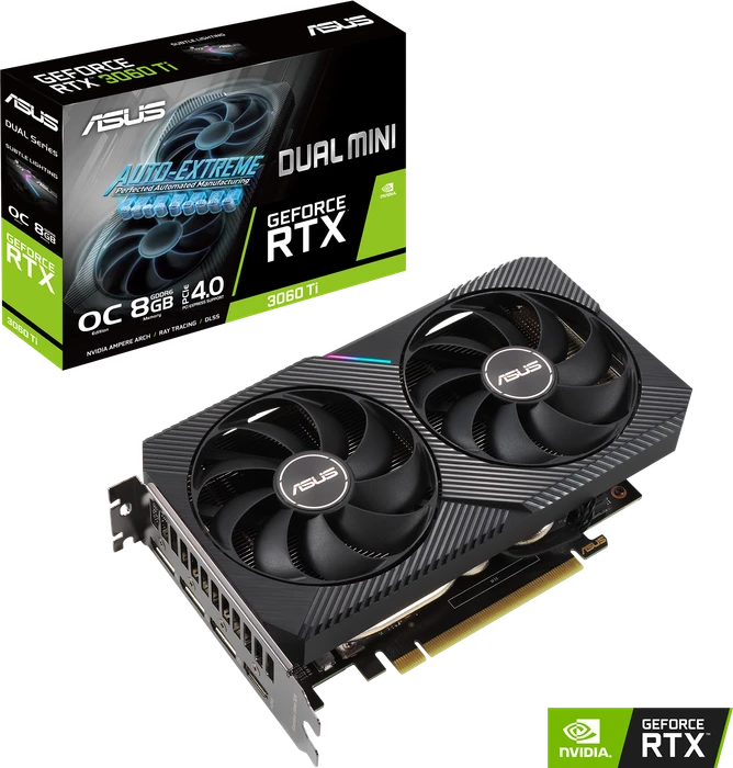 ASUS Dual GeForce RTX 3060 Ti Mini OC, DUAL-RTX3060TI-O8G-MINI, 8GB GDDR6, HDMI, 3x DP