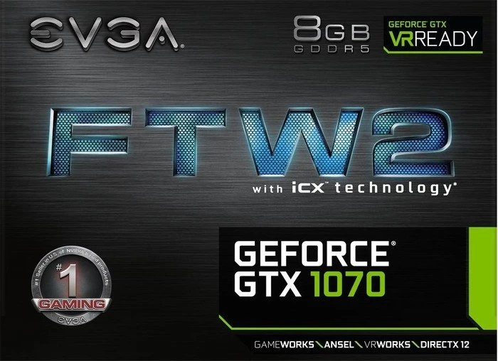 EVGA GeForce GTX 1070 FTW2 Gaming iCX, 8GB GDDR5, DVI, HDMI, 3x DP