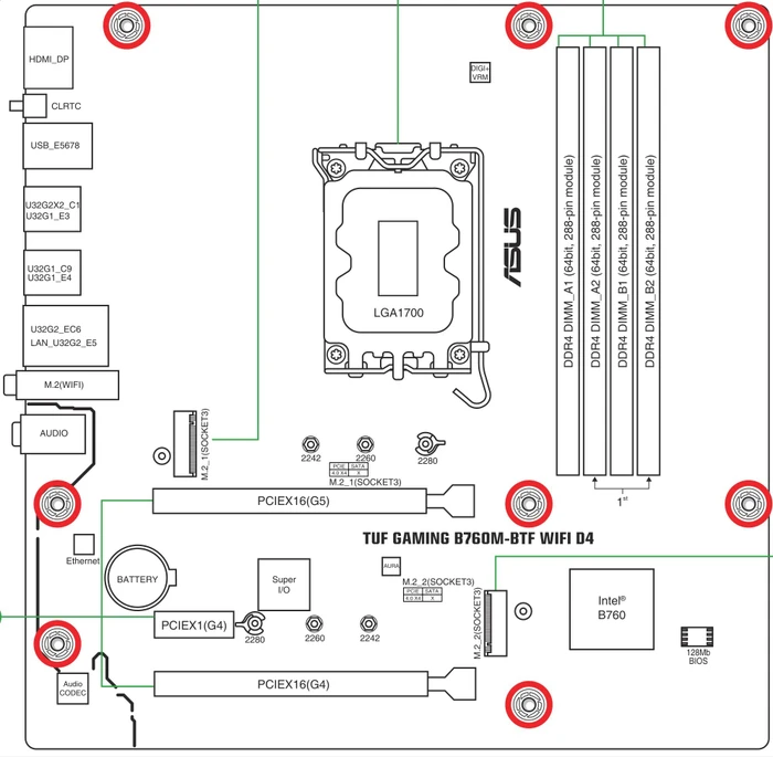 ASUS TUF Gaming B760M-BTF WIFI D4 (Intel 1700)