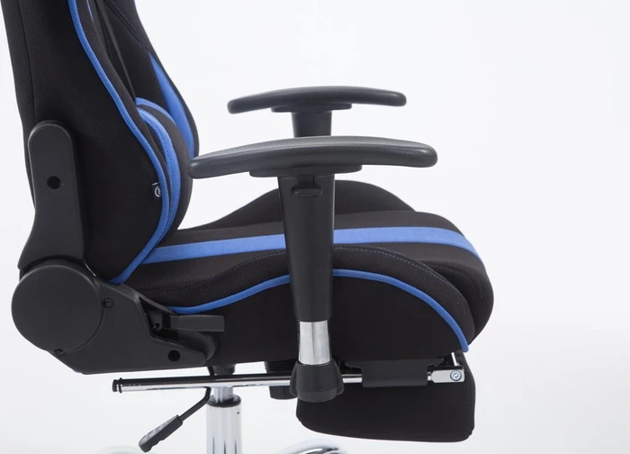CLP Racing Limit Stoff Gamingstuhl mit Fußstütze, schwarz/blau