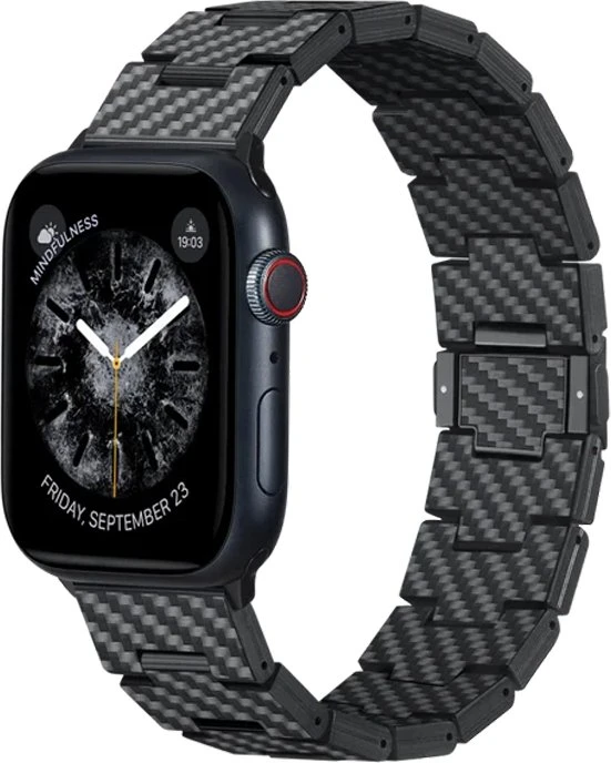 Pitaka Carbon Fiber Link Band Retro für Apple Watch (42mm/44mm/45mm/49mm) schwarz