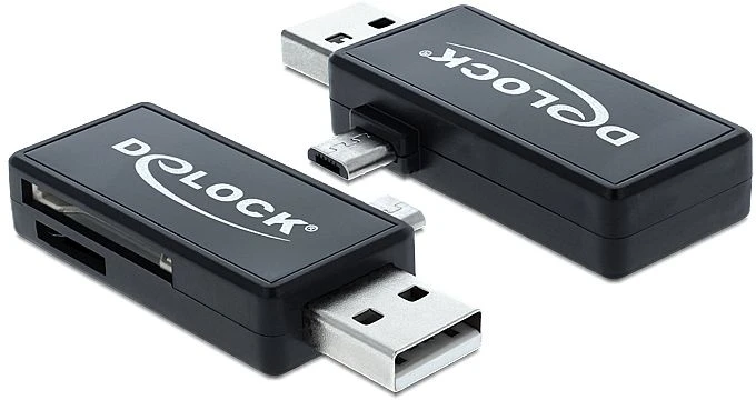 DeLOCK OTG Dual-Slot-Cardreader, USB-A 2.0/USB 2.0 Micro-B [Stecker]