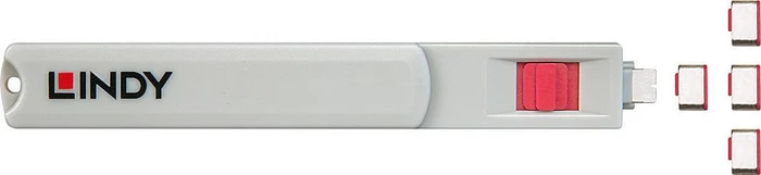 Lindy USB-C/Thunderbolt 3 Schloss mit Schlüssel, rot, 4er-Pack