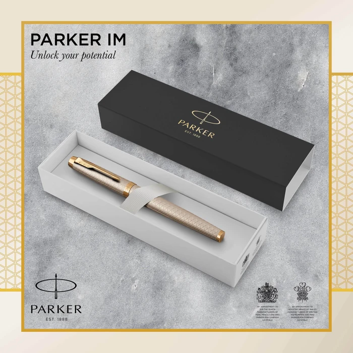 Parker IM Premium Tintenroller (Mine) warm silver/gold trim, Geschenkbox (1931686) – Bild 3 von 7