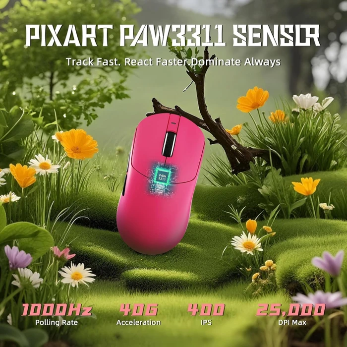 Attack Shark X8 SE Tri-mode Wireless Gaming Mouse, Berry Red, USB/Bluetooth