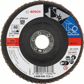 Bosch Professional X571 Best for Metal Fächerschleifscheibe gewinkelt K40, 100x16mm, 1 Stück