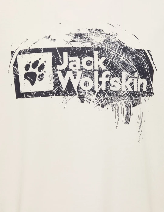 Jack Wolfskin Brand T-Shirt kurzarm wood cotton white (Herren)