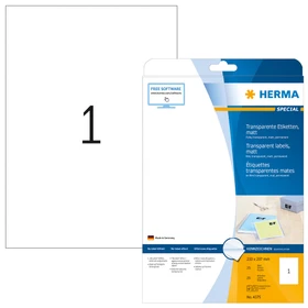 Herma Folienetiketten, A4, wetterfest, transparent, matt, 25 Blatt (25 Etiketten)