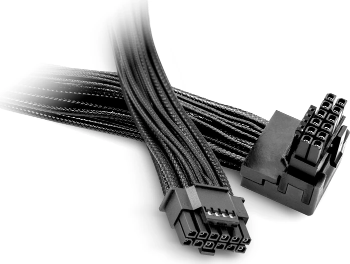 be quiet! 12V-2x6 Kabel, 12V-2x6 / 12VHPWR 90° Cable PCI-E, 1x 16-Pin PCIe 5.1 Stecker auf 16-Pin PCIe 5.1 Stecker, schwarz, 90° gewinkelt, 70cm