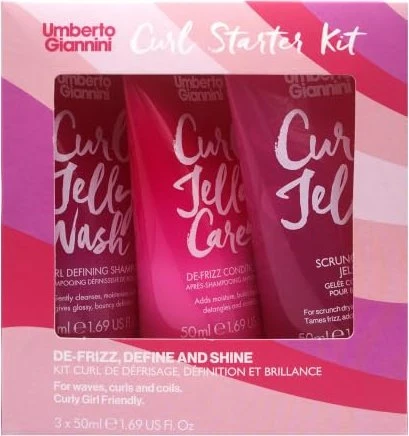 Umberto Giannini Curl Jelly Starter Kit Shampoo 50ml + Conditioner 50ml + Scrunching Jelly 50ml Geschenkset