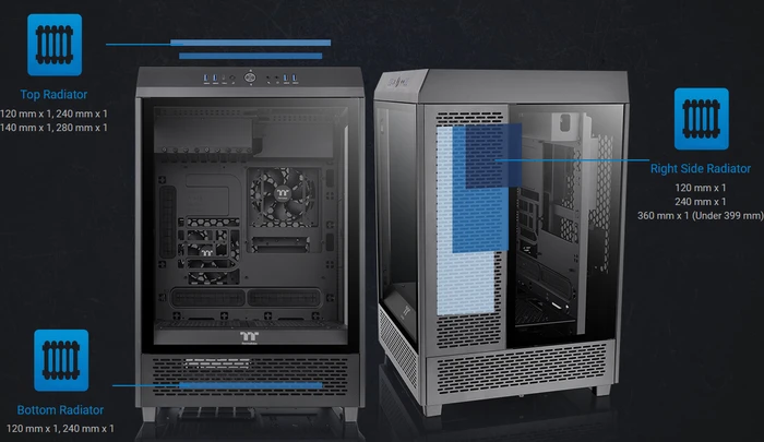 Thermaltake The Tower 500, schwarz, Glasfenster