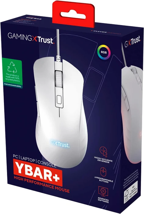 Trust Gaming GXT 924W YBAR+ Gaming Mouse weiß, USB