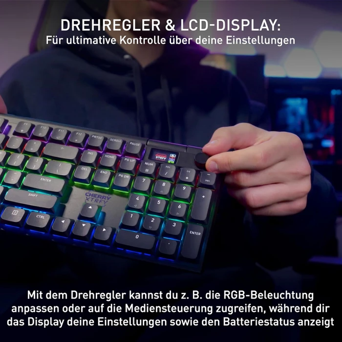 Cherry MX 10.1 Wireless, schwarz, MX LOW PROFILE 2.0 RED, USB/Bluetooth, DE